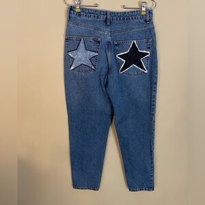 Topshop Moto Mom High Waisted Jeans Painted Stars